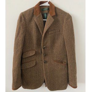 Lauren Ralph Lauren Wool Suede Herringbone Blazer